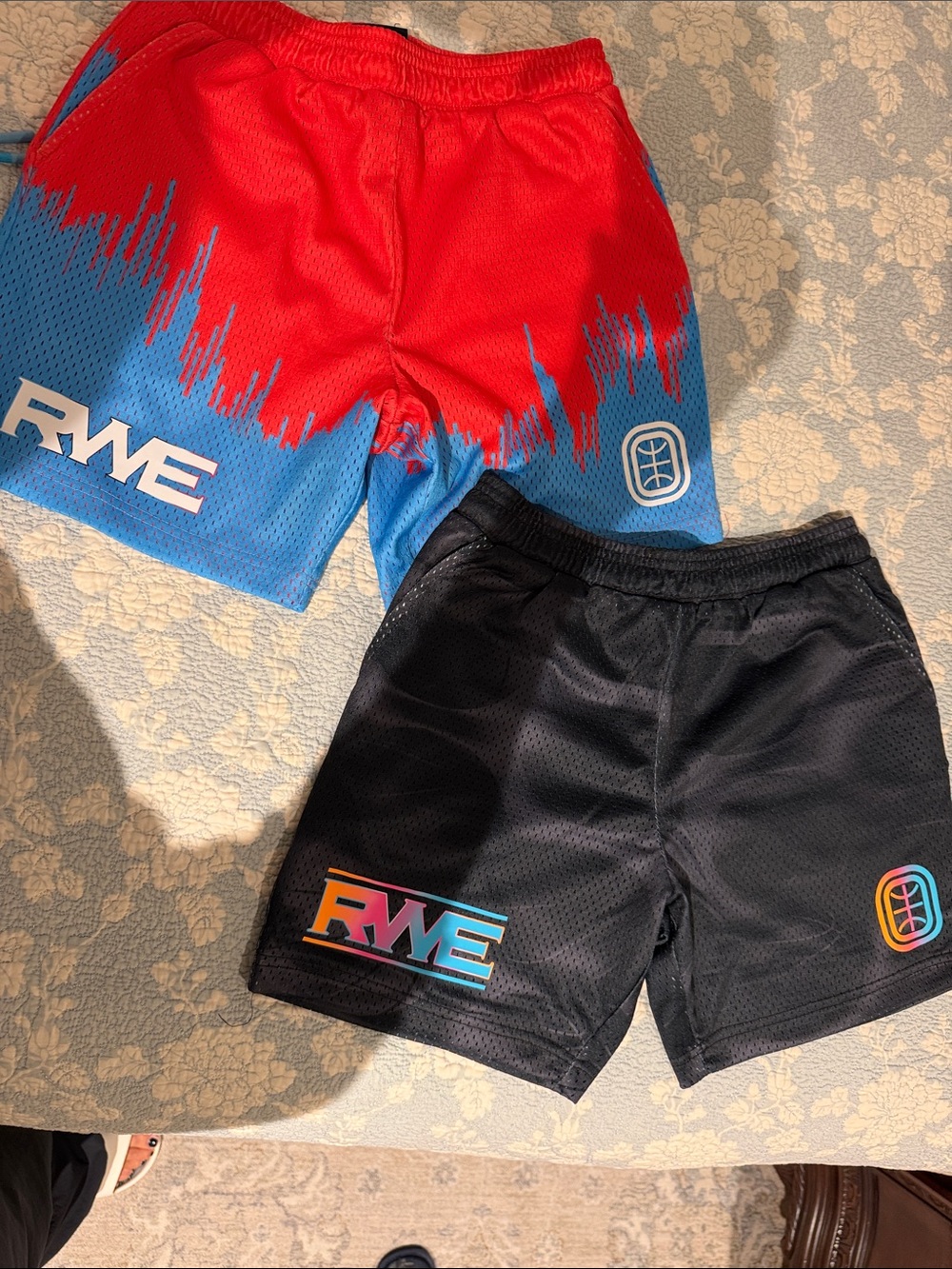 Overtime Kids' Red & Black Athletic Mesh Shorts - Two-Pack